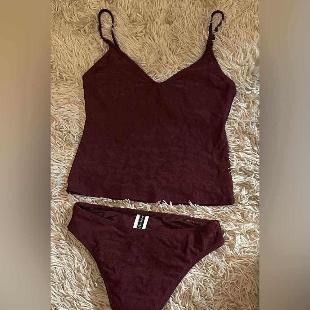 Anne Klein Deep Burgundy Panty & Top Set